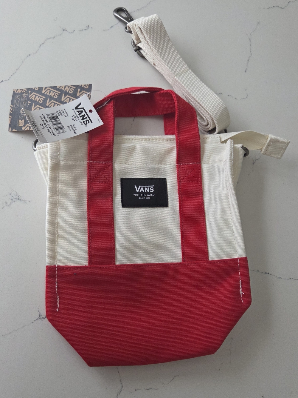 Vans Two-Tone Canvas Mini Tote Bag - Cream & Red